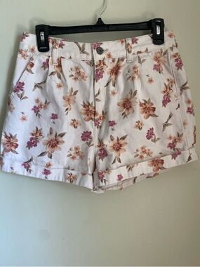 American Eagle Floral Printed Denim Pleated Shorts